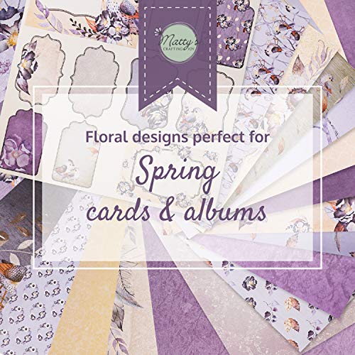 Matty's Crafting Joy Lavender Bliss 12x12 Double Sided Scrapbook Cardstock Paper Pad, 30 Floral Designer Premium Patterned Heavyweight Paper Pack