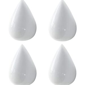 MARGUERAS 4pcs Water Drop Shaped Minimalist Design Decorative Creative Wall Mounted Coat Hat Hanger Hook (White)