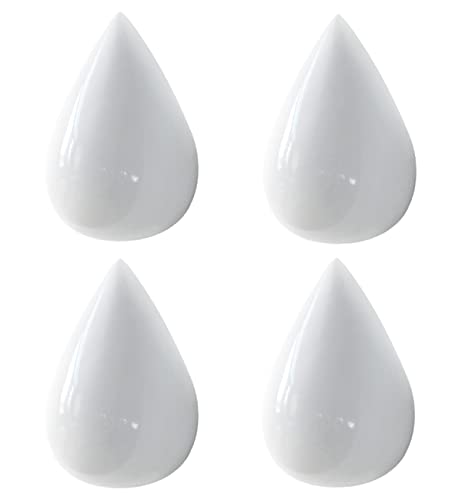 MARGUERAS 4pcs Water Drop Shaped Minimalist Design Decorative Creative Wall Mounted Coat Hat Hanger Hook (White)