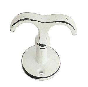 mascot hardware double prong hook round base 2-1/6 in. distressed white