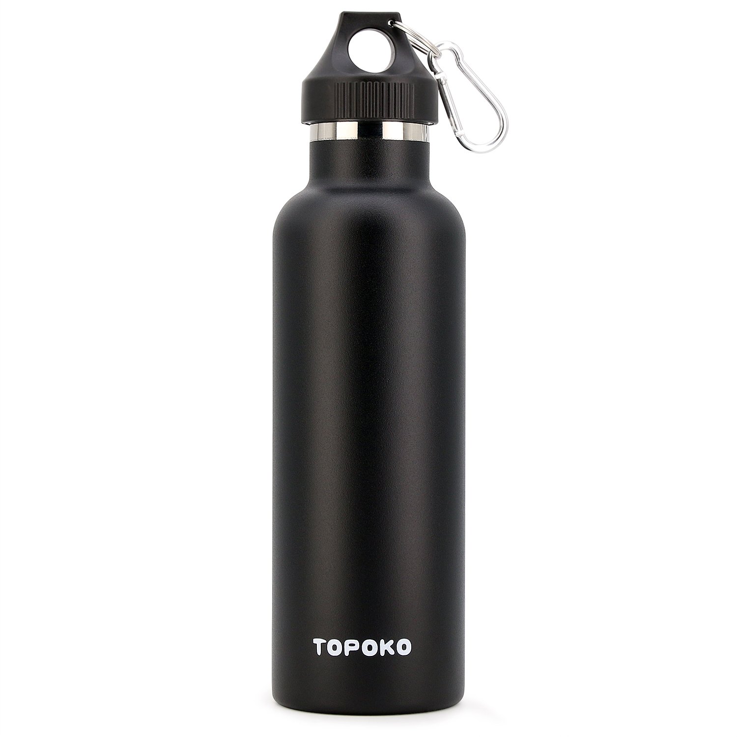 TOPOKO Colored Non-Rusty Stainless Steel Vacuum Water Bottle Double Wall Insulated Thermos, Sports Hike Travel, Leak Proof, BPA Free, 25 oz, Grey (Black)