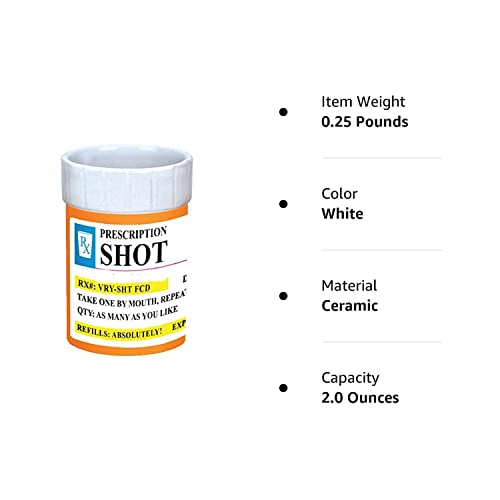 Shot Glasses - Prescription Pill Bottle Shot Glass 2 oz Rx Unique Funny Novelty 1 Shot Glass set, Great Gag Gifts Shot Glasses for Vodka, Whiskey, Tequila, Espresso