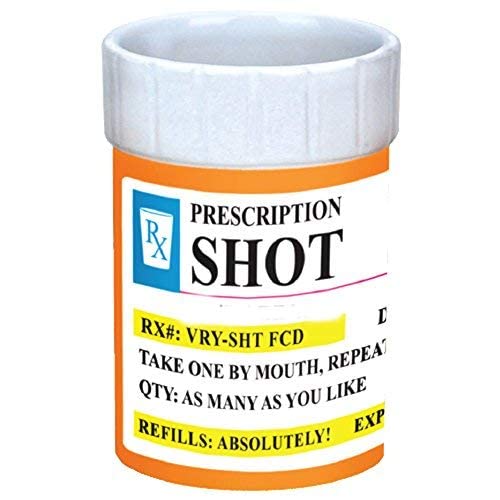 Shot Glasses - Prescription Pill Bottle Shot Glass 2 oz Rx Unique Funny Novelty 1 Shot Glass set, Great Gag Gifts Shot Glasses for Vodka, Whiskey, Tequila, Espresso