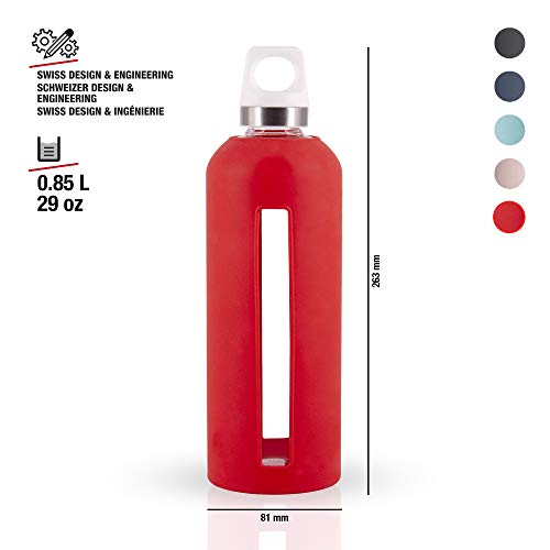 Sigg Star Water Bottle with Silicone, 29 Oz, Scarlet