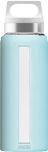 sigg glass water bottle-dream shade-turquoise soft silicon cover leakproof-dishwasher safe-bpa free-broscilate glass-22 oz, 0.65