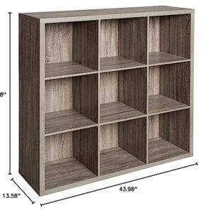 ClosetMaid 9 Cube Storage Shelf Organizer Bookshelf with Back Panel, Easy Assembly, Wood, Weathered Gray