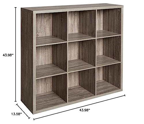 ClosetMaid 9 Cube Storage Shelf Organizer Bookshelf with Back Panel, Easy Assembly, Wood, Weathered Gray