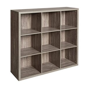 ClosetMaid 9 Cube Storage Shelf Organizer Bookshelf with Back Panel, Easy Assembly, Wood, Weathered Gray