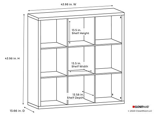 ClosetMaid 9 Cube Storage Shelf Organizer Bookshelf with Back Panel, Easy Assembly, Wood, Weathered Gray