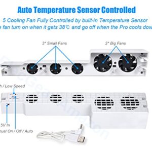 ElecGear Auto Cooling Fan for PS4 Pro, External USB Cooler Automatic Temperature Sensor Controlled Radiator Heat Exhaust Works with Playstation 4 Pro CUH-7xxx White