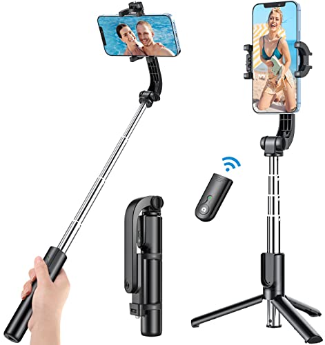 Portable Selfie Stick Tripod for iPhone - Versatile Selfie Stick Remote with Cold Shoe & 1/4" Screw, Phone Stand Tripod for iPhone 14 Plus 14 13 12 Pro Max Mini,Samsung Galaxy S22 Note 20, Pixel 6XL