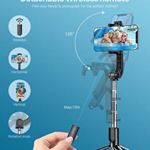 Portable Selfie Stick Tripod for iPhone - Versatile Selfie Stick Remote with Cold Shoe & 1/4" Screw, Phone Stand Tripod for iPhone 14 Plus 14 13 12 Pro Max Mini,Samsung Galaxy S22 Note 20, Pixel 6XL