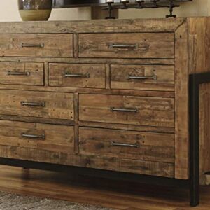 Signature Design by Ashley Sommerford Urban Industrial Butcher Block Style 9 Drawer Dresser, Brown