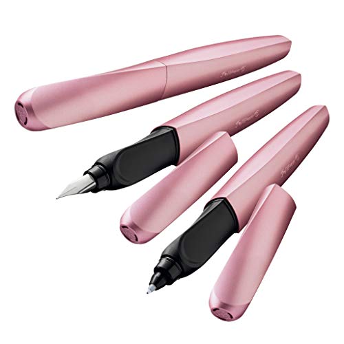 Pelikan Twist Fountain Pen with 1 Ink Cartridge, Medium Nib, Girly Rose, Boxed (806251)