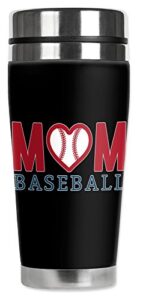 mugzie 20 ounce max stainless steel travel mug with wetsuit cover - baseball mom