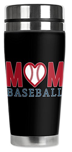 Mugzie 20 Ounce MAX Stainless Steel Travel Mug with Wetsuit Cover - Baseball Mom