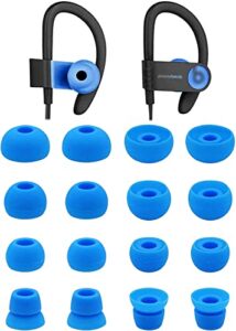 bluewall ear tip ear bud compatible with powerbeats2 wireless headphone replacement,8 pair with double flange and small medium large size soft gel silicone earbuds ear gel ear tips, blue