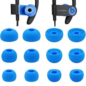 BLUEWALL Ear Tip Ear Bud Compatible with Powerbeats2 Wireless Headphone Replacement,8 Pair with Double Flange and Small Medium Large Size Soft Gel Silicone Earbuds Ear Gel Ear Tips, Blue