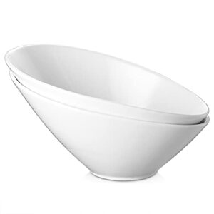 dowan 26 oz salad bowls 2 packs - 9.5" large serving bowls - angled bowls for salad, pasta, fruit, macaroni, taco, sauces - slanted curve bowls for restaurant, party, daily use, wedding, anniversary