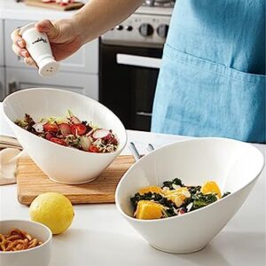 DOWAN 26 OZ Salad Bowls 2 Packs - 9.5" Large Serving Bowls - Angled Bowls for Salad, Pasta, Fruit, Macaroni, Taco, Sauces - Slanted Curve Bowls for Restaurant, Party, Daily Use, Wedding, Anniversary