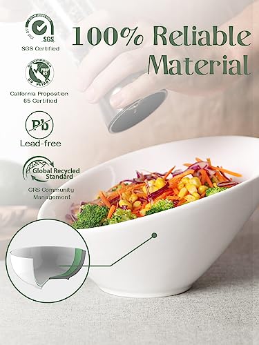 DOWAN 26 OZ Salad Bowls 2 Packs - 9.5" Large Serving Bowls - Angled Bowls for Salad, Pasta, Fruit, Macaroni, Taco, Sauces - Slanted Curve Bowls for Restaurant, Party, Daily Use, Wedding, Anniversary