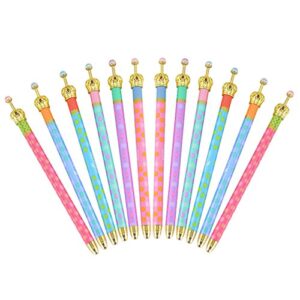 moacc 12 pack cute pens,princess crown pens lovely funny korean style ball point pens black ink creative stationery for school office family use,gift