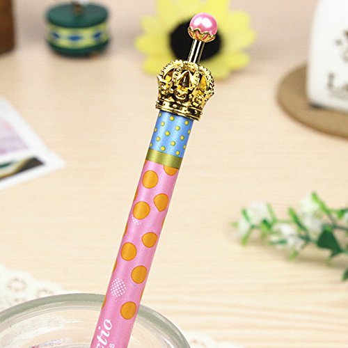 MOACC 12 Pack Cute Pens,Princess Crown Pens Lovely Funny Korean Style Ball Point Pens Black Ink Creative Stationery for School Office Family Use,Gift