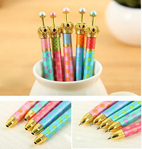 MOACC 12 Pack Cute Pens,Princess Crown Pens Lovely Funny Korean Style Ball Point Pens Black Ink Creative Stationery for School Office Family Use,Gift