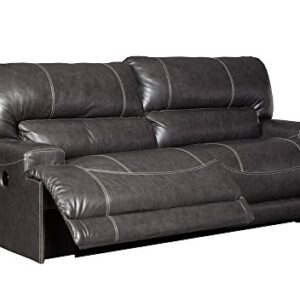 Signature Design by Ashley McCaskill Leather 2 Seat Oversized Power Reclining Sofa Dark Gray