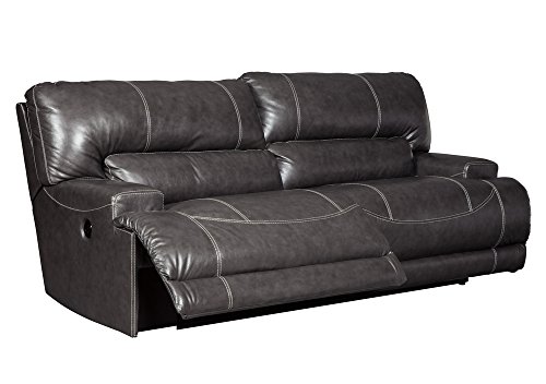 Signature Design by Ashley McCaskill Leather 2 Seat Oversized Power Reclining Sofa Dark Gray