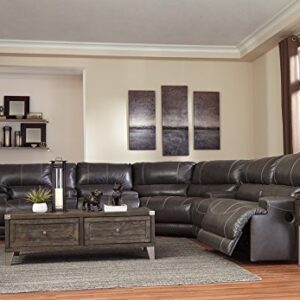 Signature Design by Ashley McCaskill Leather 2 Seat Oversized Power Reclining Sofa Dark Gray