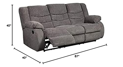 Signature Design by Ashley Tulen Modern Manual Pull Tab Reclining Sofa, Dark Gray