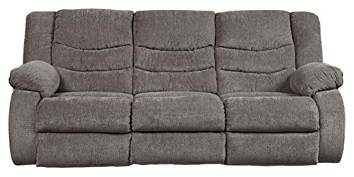 Signature Design by Ashley Tulen Modern Manual Pull Tab Reclining Sofa, Dark Gray