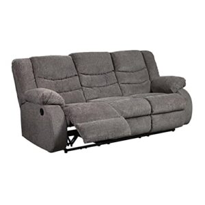 signature design by ashley tulen modern manual pull tab reclining sofa, dark gray