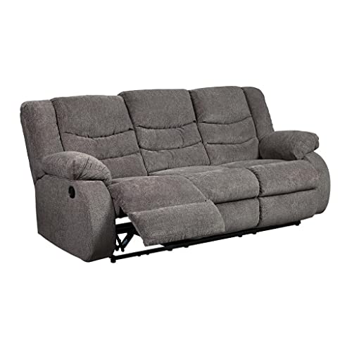 Signature Design by Ashley Tulen Modern Manual Pull Tab Reclining Sofa, Dark Gray