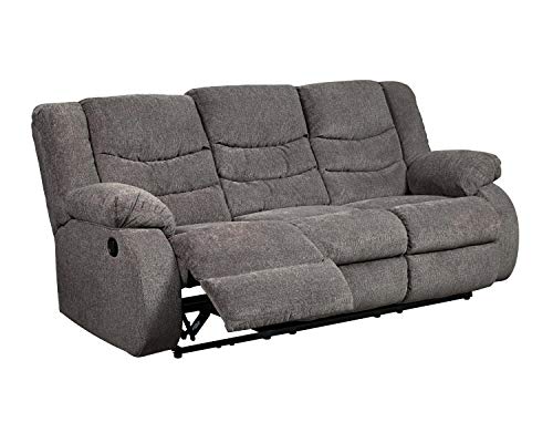 Signature Design by Ashley Tulen Modern Manual Pull Tab Reclining Sofa, Dark Gray