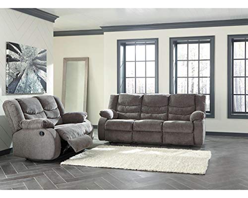 Signature Design by Ashley Tulen Modern Manual Pull Tab Reclining Sofa, Dark Gray