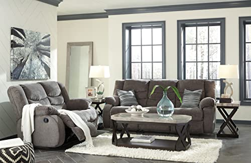 Signature Design by Ashley Tulen Modern Manual Pull Tab Reclining Sofa, Dark Gray