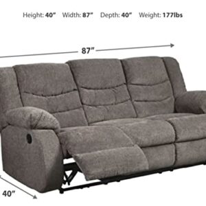 Signature Design by Ashley Tulen Modern Manual Pull Tab Reclining Sofa, Dark Gray