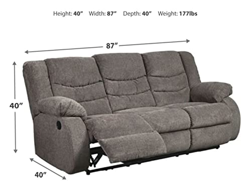 Signature Design by Ashley Tulen Modern Manual Pull Tab Reclining Sofa, Dark Gray