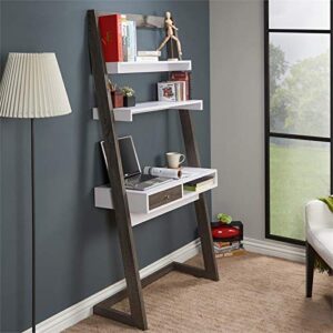 Furniture of America Lazlo Wood Writing Desk with Shelves in Distressed Gray