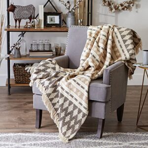 DII California Casual, Colby Southwest Woven Throw, Dark Brown & Stone, 50x60