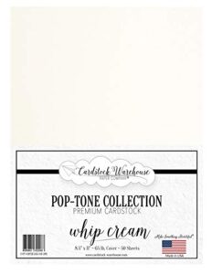 whip cream white cardstock paper - 8.5 x 11 inch 65 lb. cover -50 sheets from cardstock warehouse