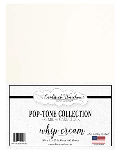 Whip Cream White Cardstock Paper - 8.5 X 11 Inch 65 Lb. Cover -50 Sheets From Cardstock Warehouse