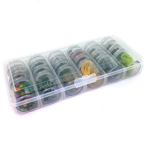 Paylak Storage Box 24 Round Individual Screw Top Containers Multi-functional Organizer For Crafting Sewing Beads Jewelry Buttons