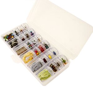 Paylak Storage Box 24 Round Individual Screw Top Containers Multi-functional Organizer For Crafting Sewing Beads Jewelry Buttons