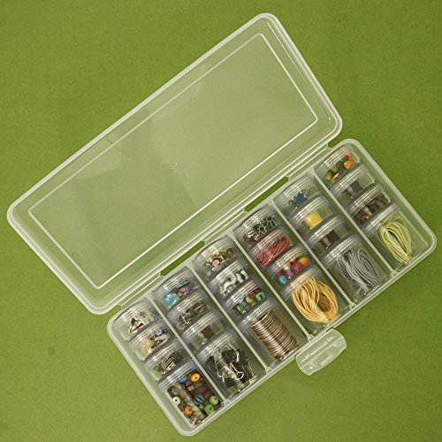 Paylak Storage Box 24 Round Individual Screw Top Containers Multi-functional Organizer For Crafting Sewing Beads Jewelry Buttons