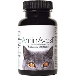 aminavast kidney support supplement for cats and dogs, 300mg - promotes natural kidney function - aids in health and vitality of aging kidneys - easily administered - 60 sprinkle capsules