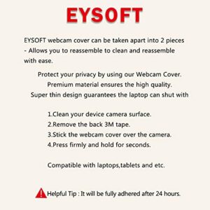 EYSOFT Webcam Cover, Webcam Cover Slide Compatible for Laptop, Desktop, PC, MacBook Pro, iMac, Mac Mini, iPad Pro, Smartphone,Protect Your Privacy and Security,Strong Adhesive (Black)