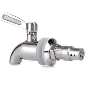 replacement spigot spout for beverage dispenser, solid stainless steel water dispenser replacement faucet with anti-clogging cap polished finished
